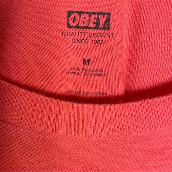 3/$20 Salmon pink OBEY T-shirt soft material size M - Picture 2 of 3